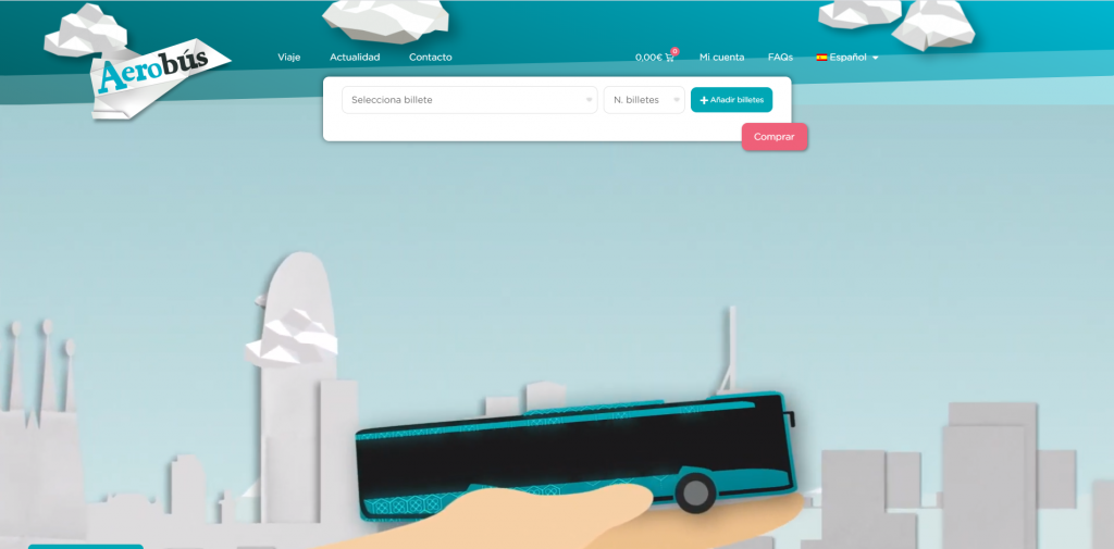 Captura de pantalla de la nova web de l'Aerobús: aerobusbarcelona.es.